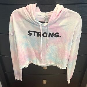Anatomy Gym Tie-Dye Cropped Hoodie with 'STRONG' Print size Small